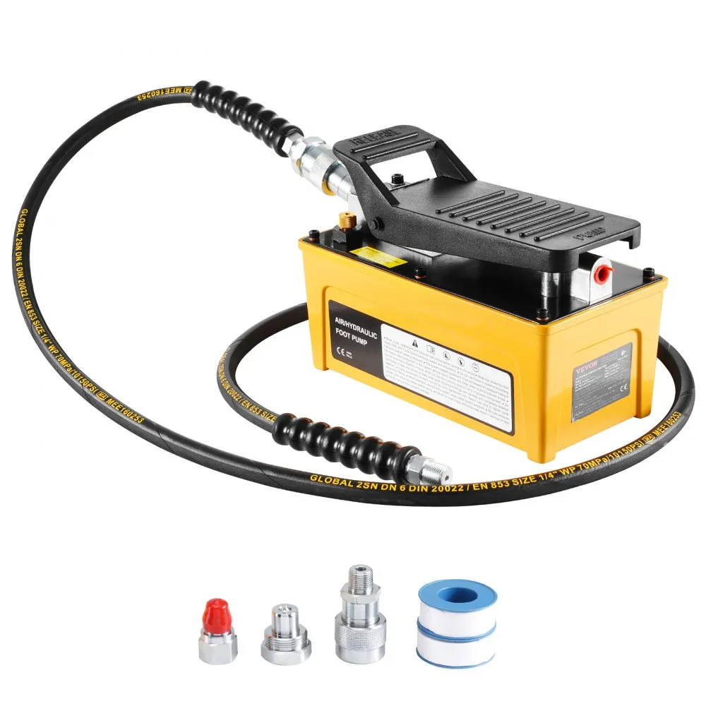VEVOR 10,000 PSI Air Hydraulic Pump, 1.6 L Oil Tank, NPT 3/8 Inch Oil Outlet, NPT 1/4 Inch Inlet, Air-Operated Foot Pump with Aluminum Housing, for Automotive Repair Frame Machine & Hydraulic Press