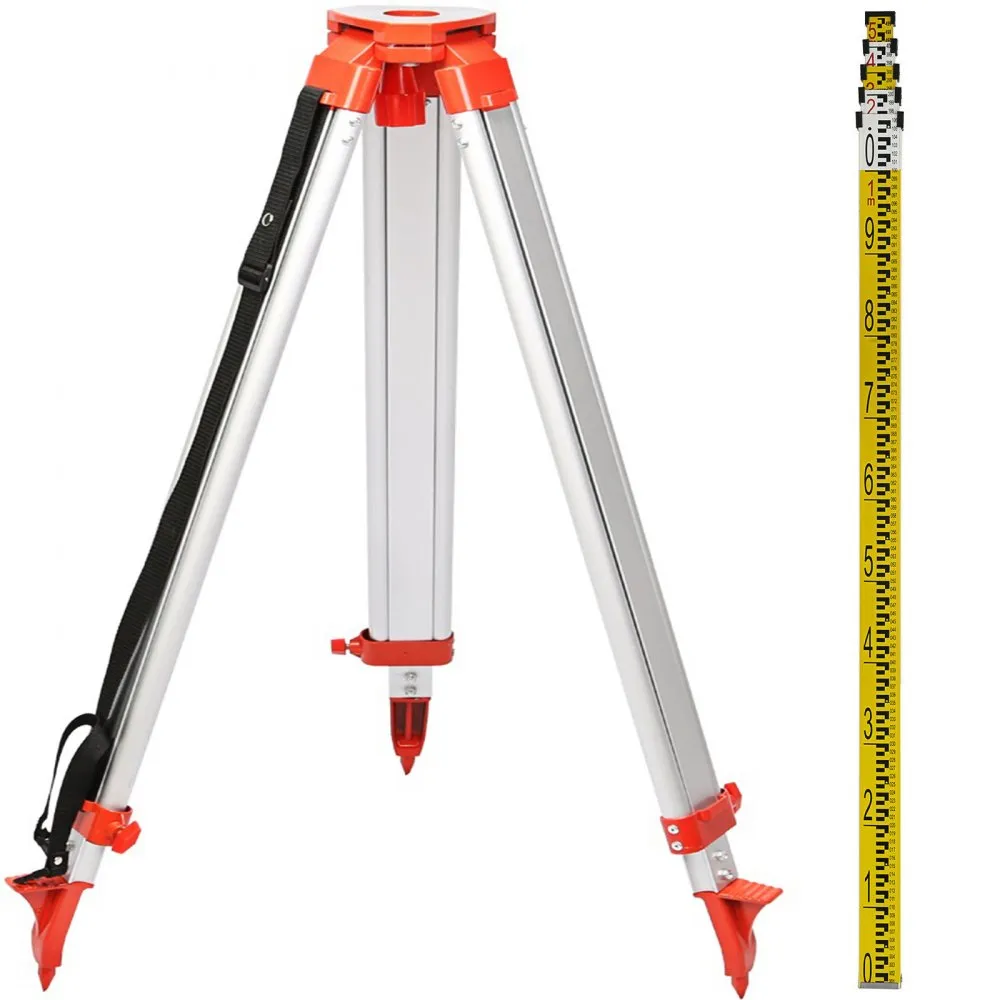 VEVOR Laser Measuring Devices 5M Length Staff & 1.65m Aluminum Tripod Tripod Rotating Laser